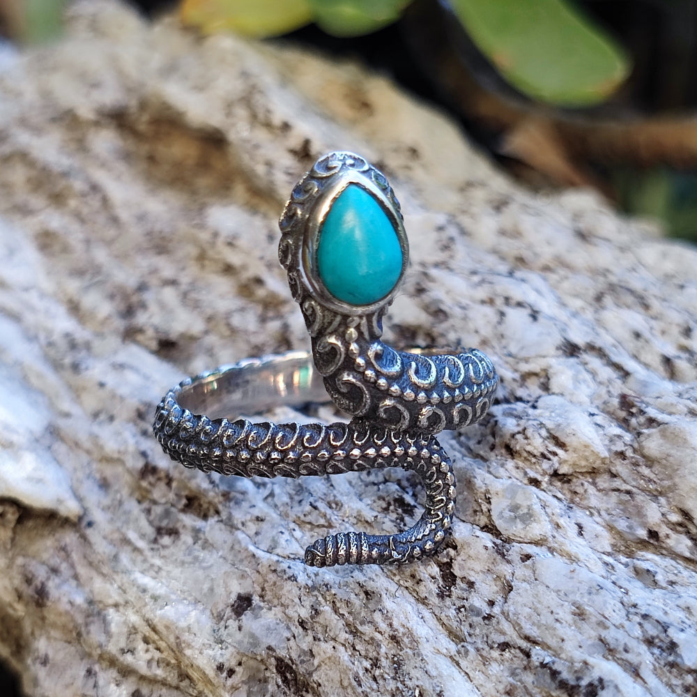 Anello in argento 925 con pietra e serpenti - PAPAUNDH