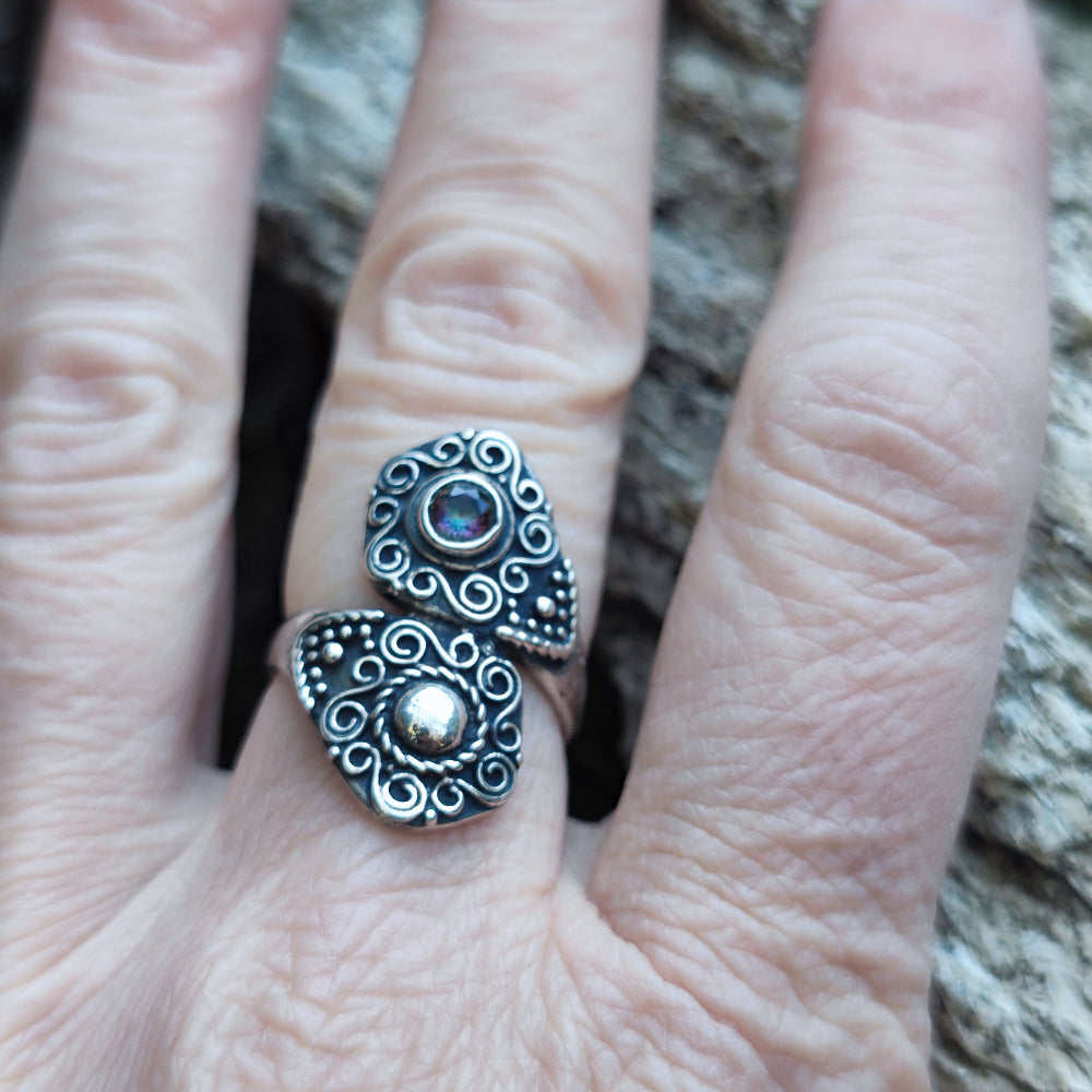 Anello etnico con pietra in argento 925 - PITHUAR
