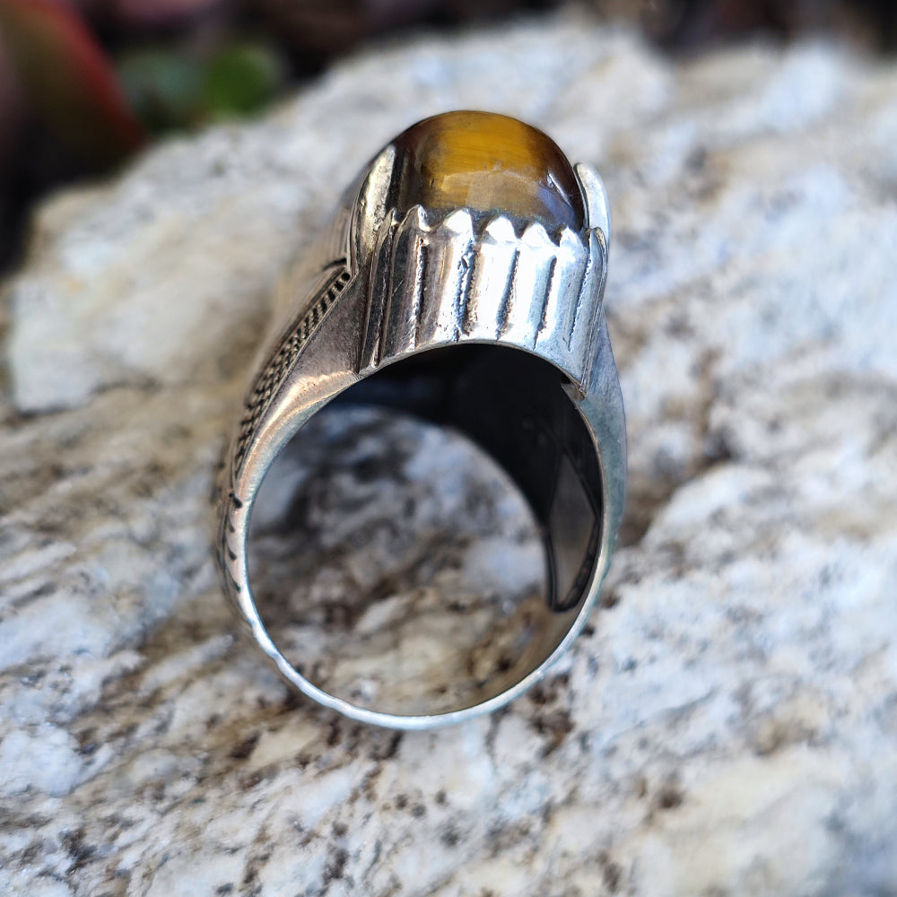 Anello etnico con pietra in argento 925 - VAZHAPADI