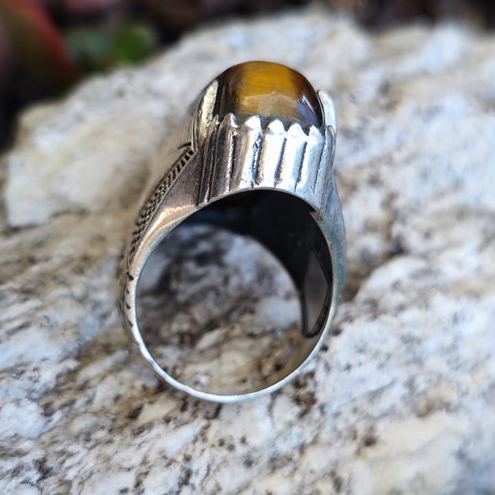 Anello etnico con pietra in argento 925 - VAZHAPADI