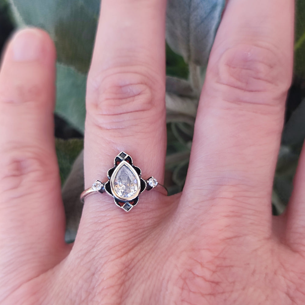 Anello etnico in argento 925 con pietra - VIDISHA