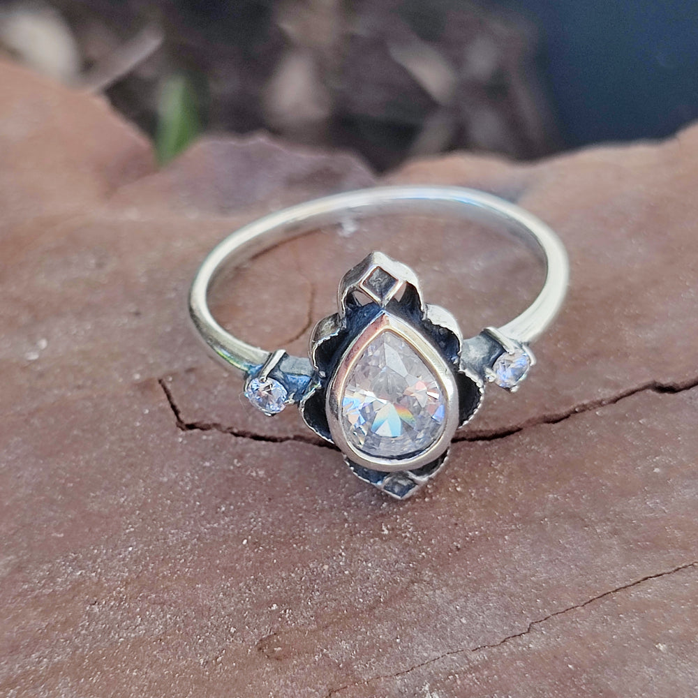Anello etnico in argento 925 con pietra - VIDISHA