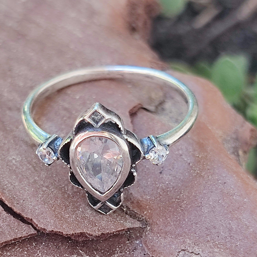Anello etnico in argento 925 con pietra - VIDISHA