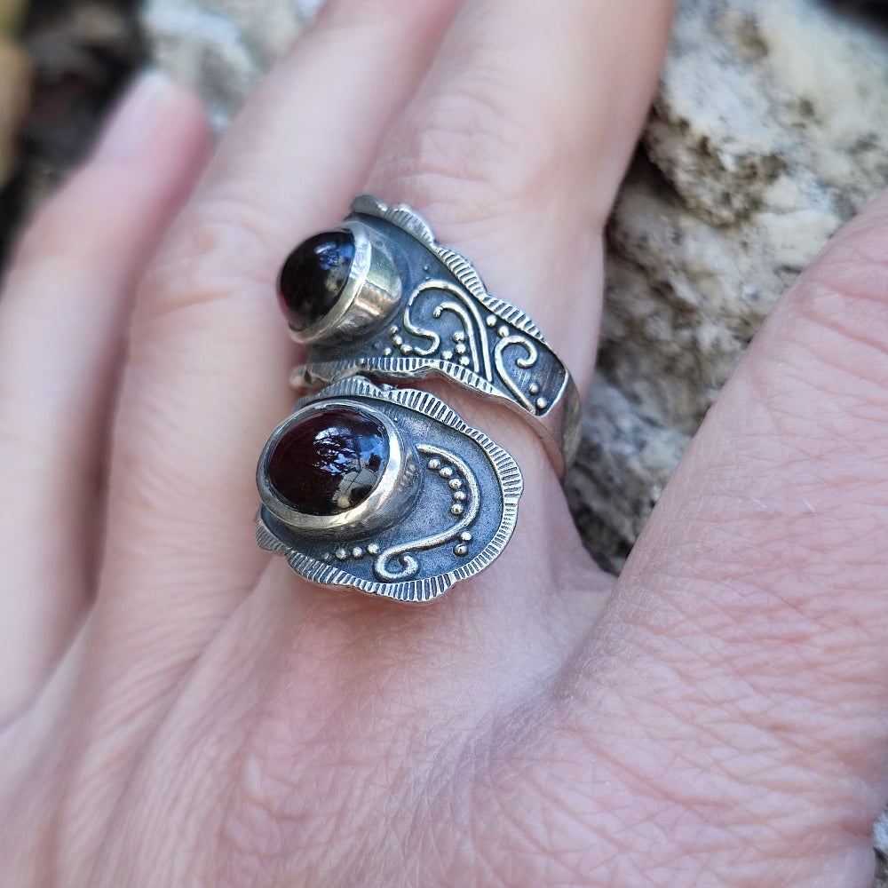 Anello etnico con pietra in argento 925 - YARCOUD