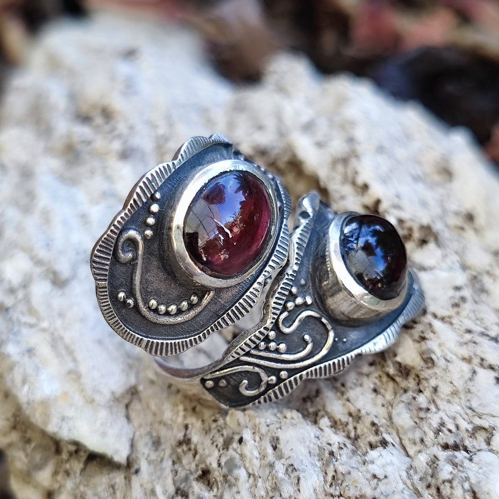 Anello etnico con pietra in argento 925 - YARCOUD