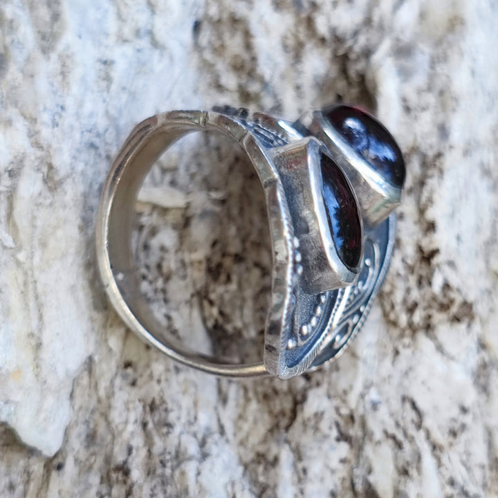 Anello etnico con pietra in argento 925 - YARCOUD