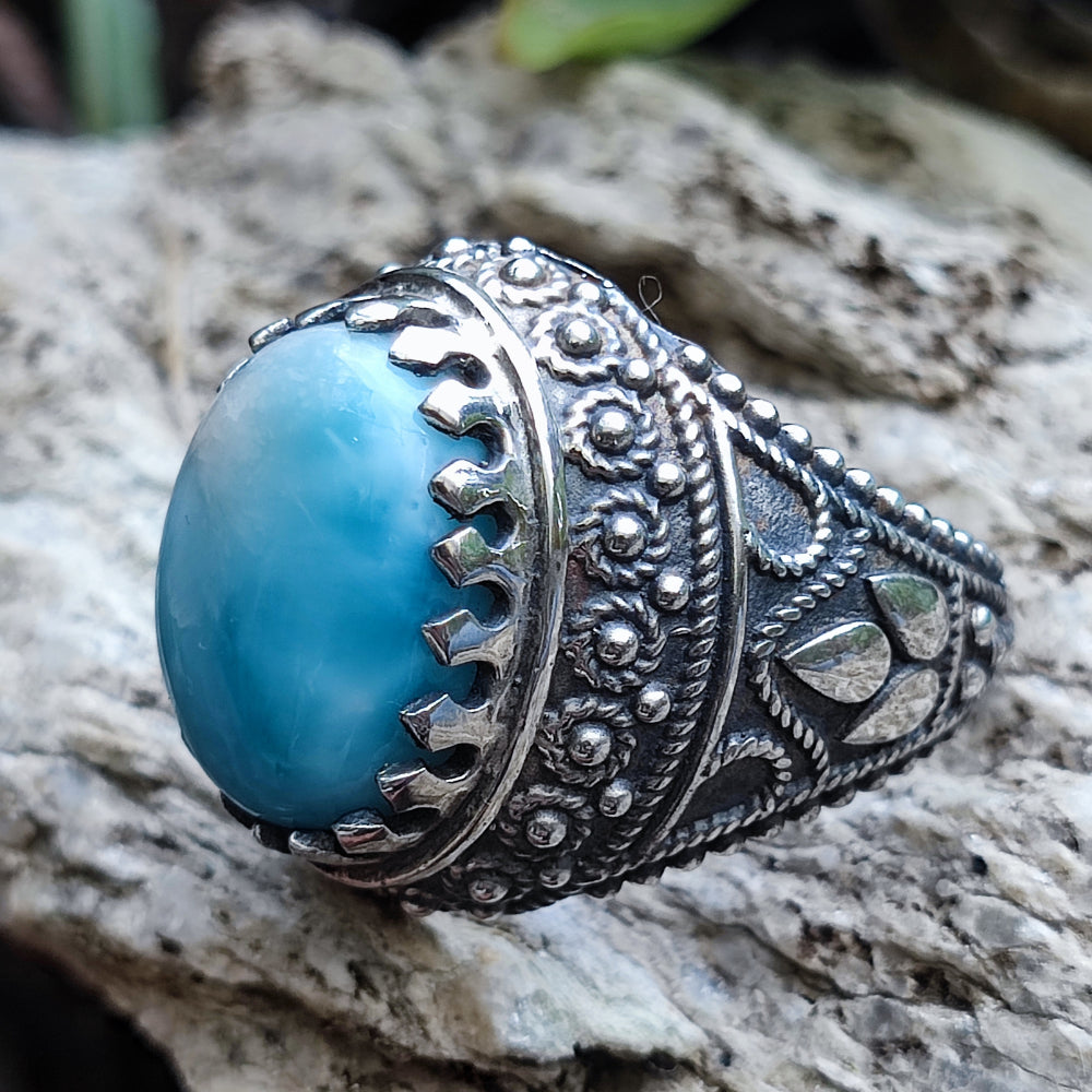 Anello etnico con pietra in argento 925 - ANJARLE