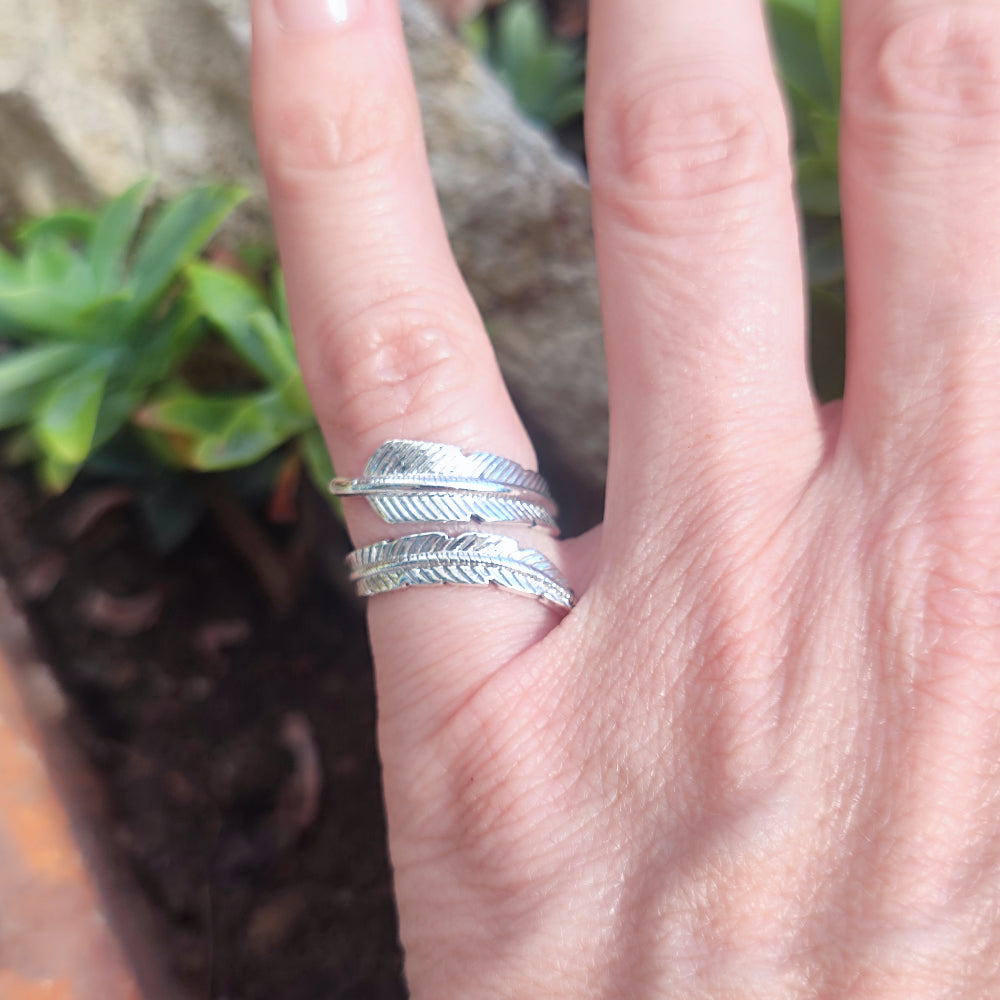 Anello in argento 925 con piuma - PLUME