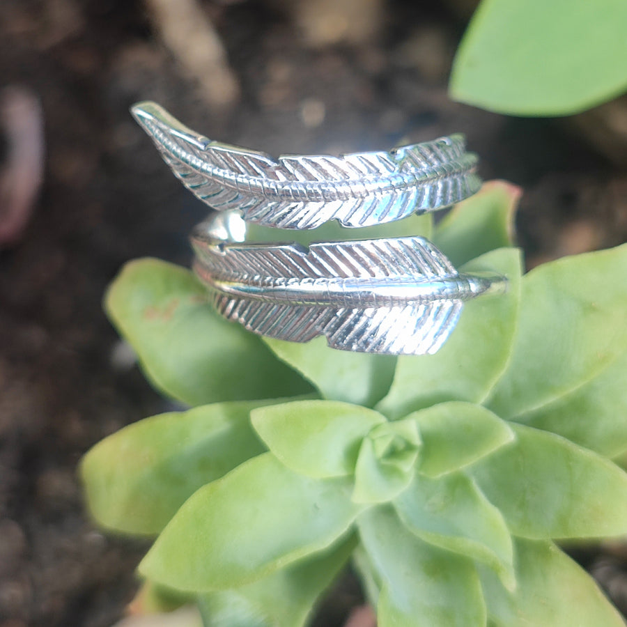 Anello in argento 925 con piuma - PLUME