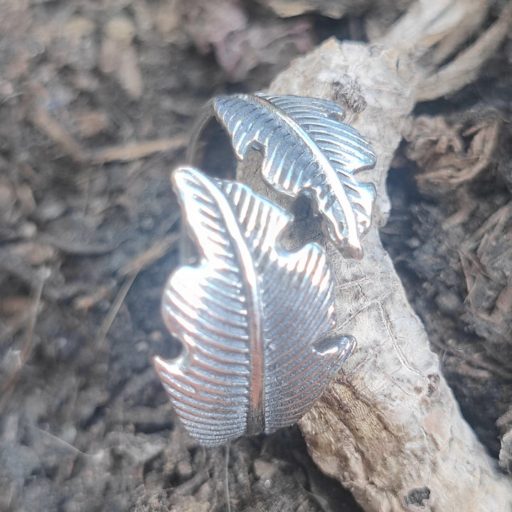 Anello in argento 925 con piuma - FEATHER