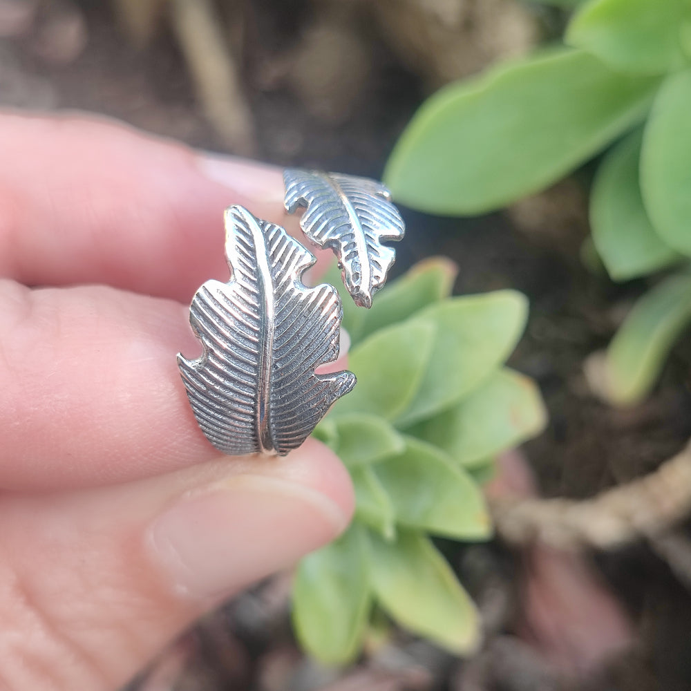 Anello in argento 925 con piuma - FEATHER
