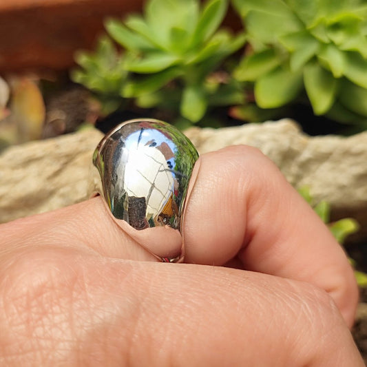 Anello a fascia bombata in argento 925 - RAHANGJ