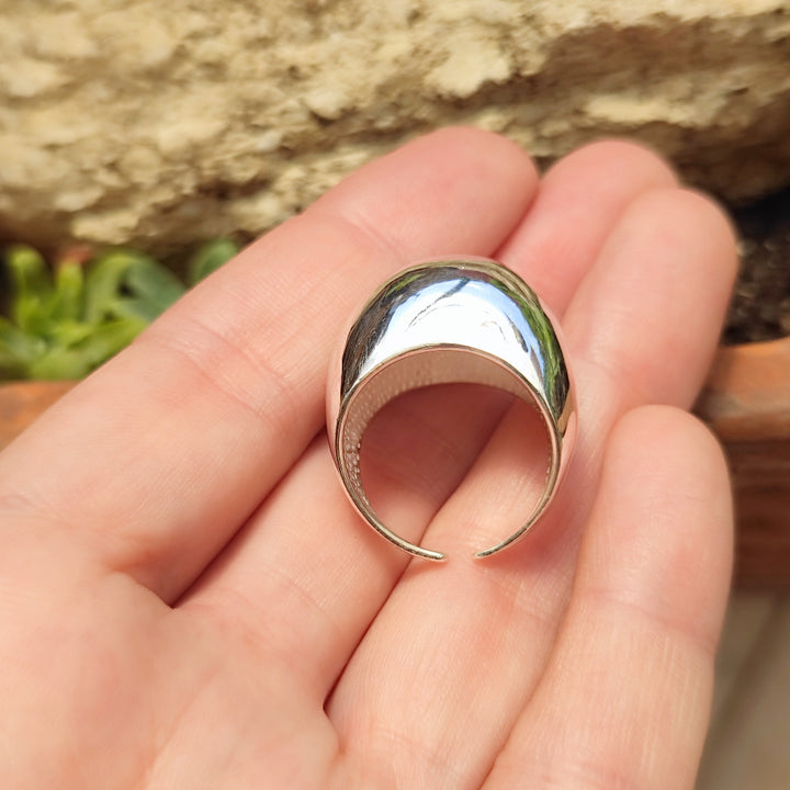Anello a fascia bombata in argento 925 - RAHANGJ