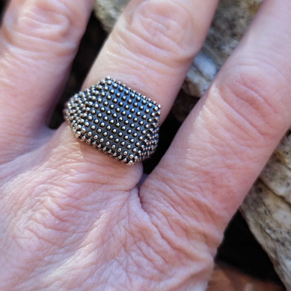 Anello mignolo argento 925 chevalier puntinato - REIMS