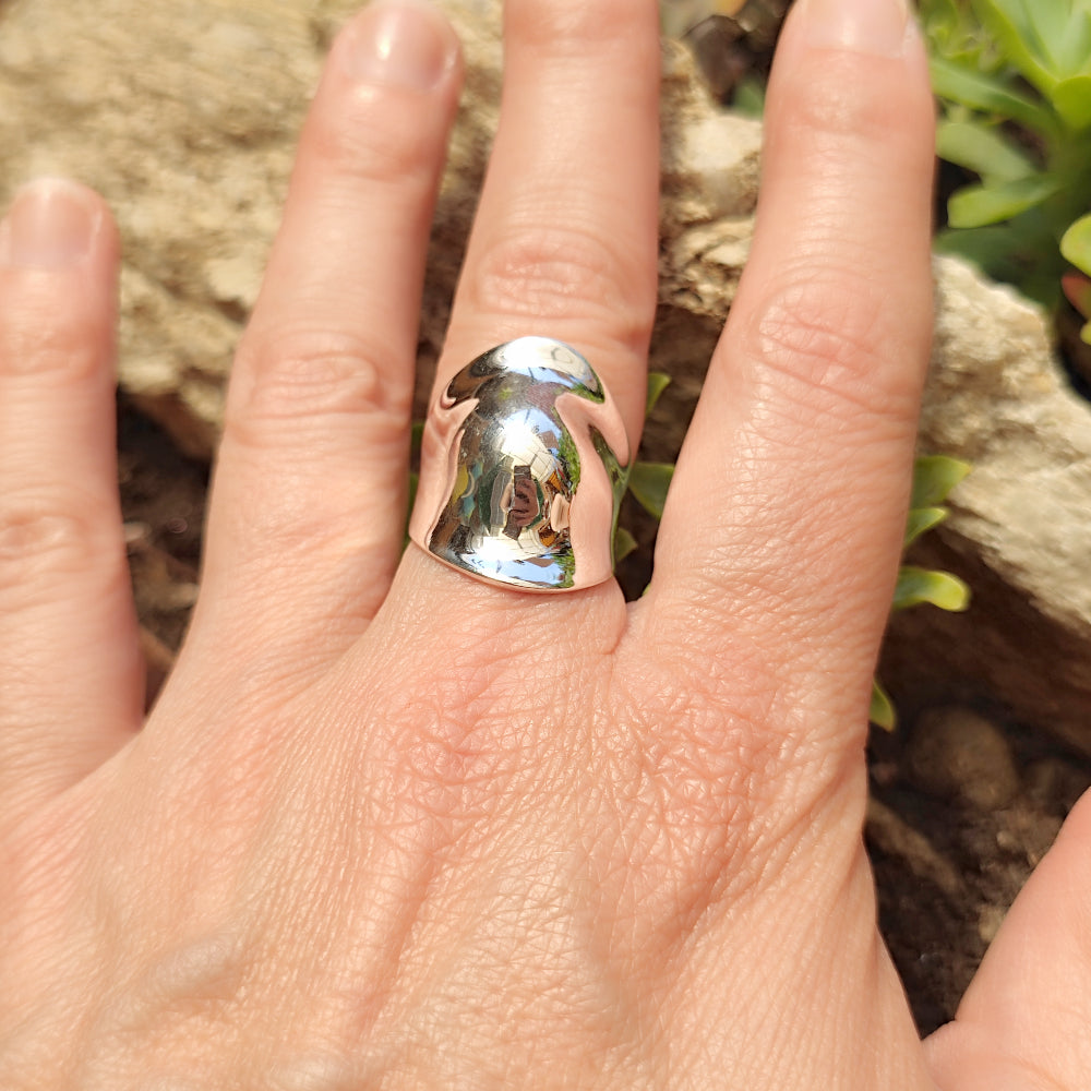 Anello a fascia bombata in argento 925 - SARDHA