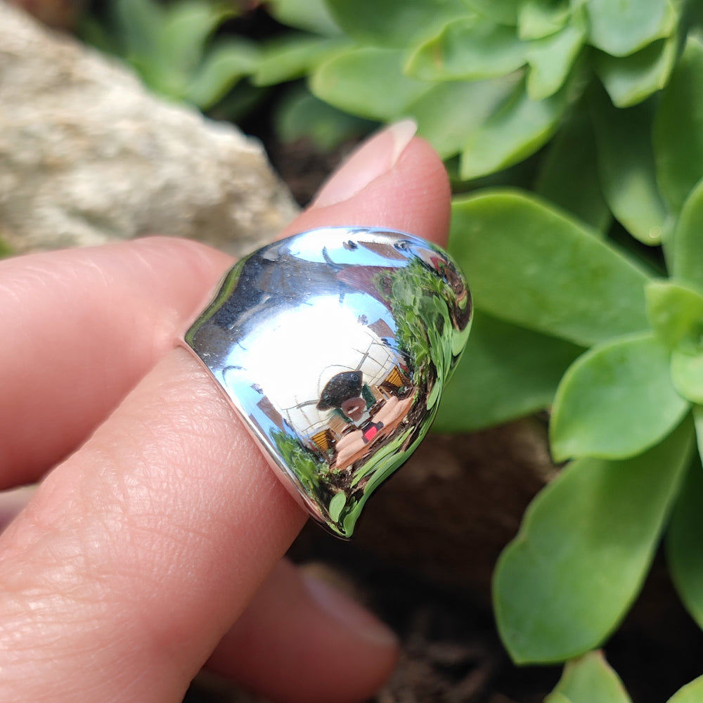 Anello a fascia bombata in argento 925 - SARDHA