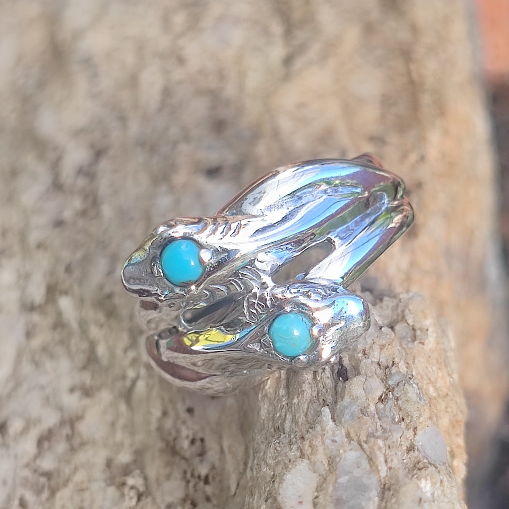 Anello in argento 925 con pietra e serpenti - PHANDA