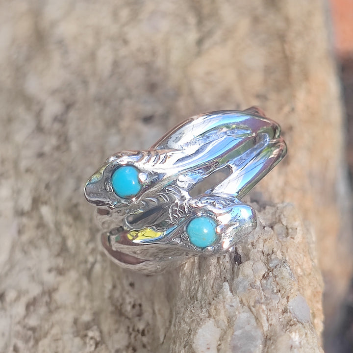 Anello in argento 925 con pietra e serpenti - PHANDA