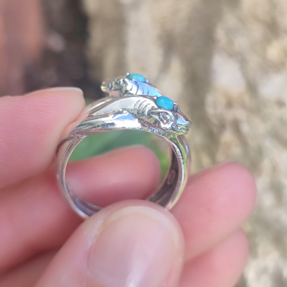 Anello in argento 925 con pietra e serpenti - PHANDA