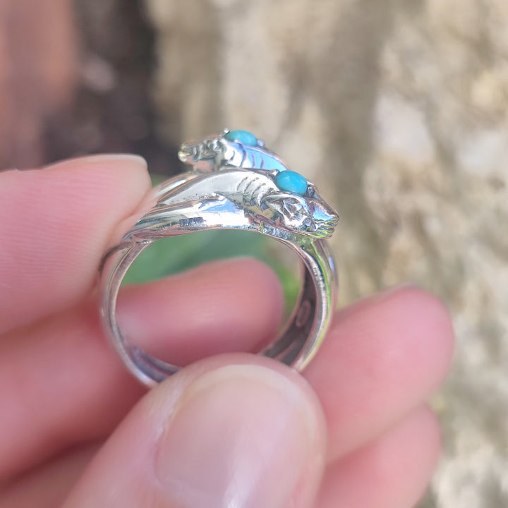 Anello in argento 925 con pietra e serpenti - PHANDA