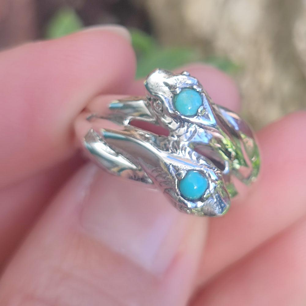 Anello in argento 925 con pietra e serpenti - PHANDA