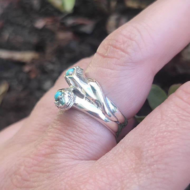 Anello in argento 925 con pietra e serpenti - PHANDA
