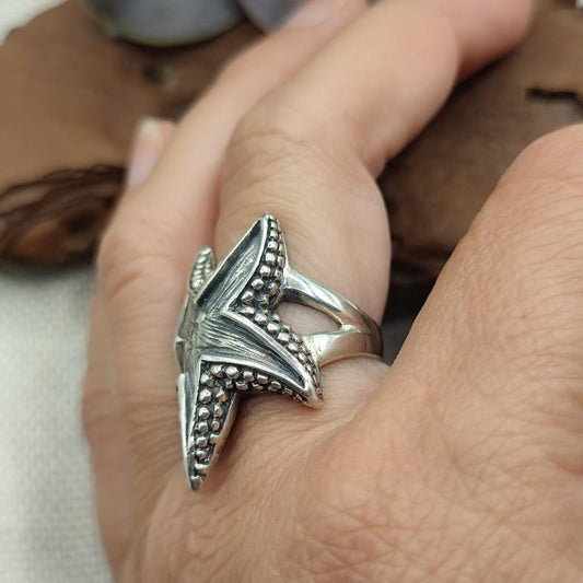 Anello con stella marina in argento 925 - SETAREH