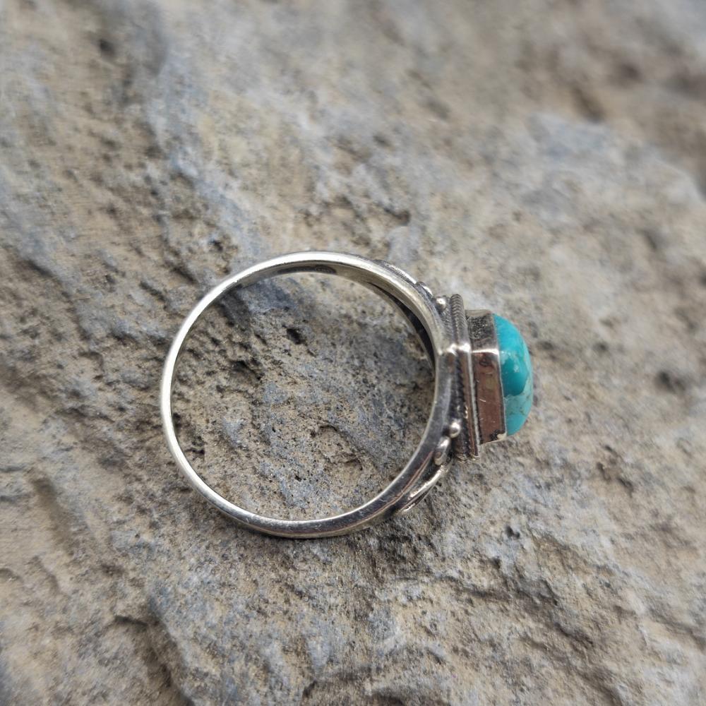 Anello etnico in argento 925 con turchese - OMAYRA