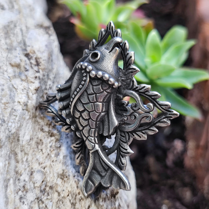 Anello in argento antico con pesce - PARAWA