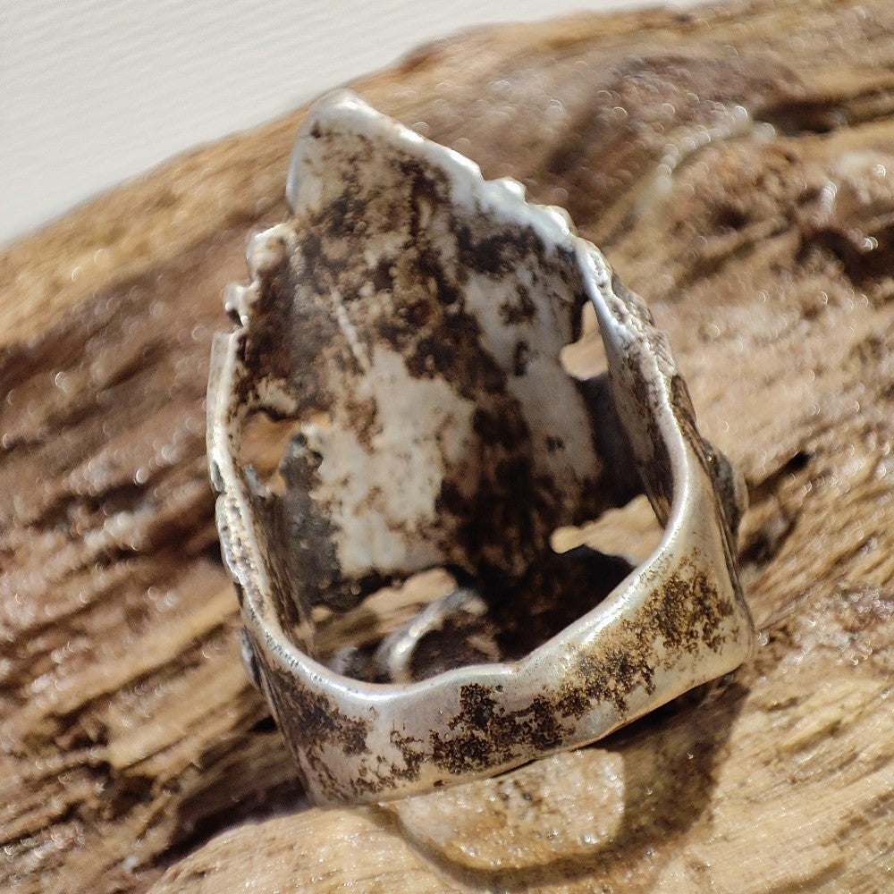 Anello in argento antico con NARAYANA e GARUDA