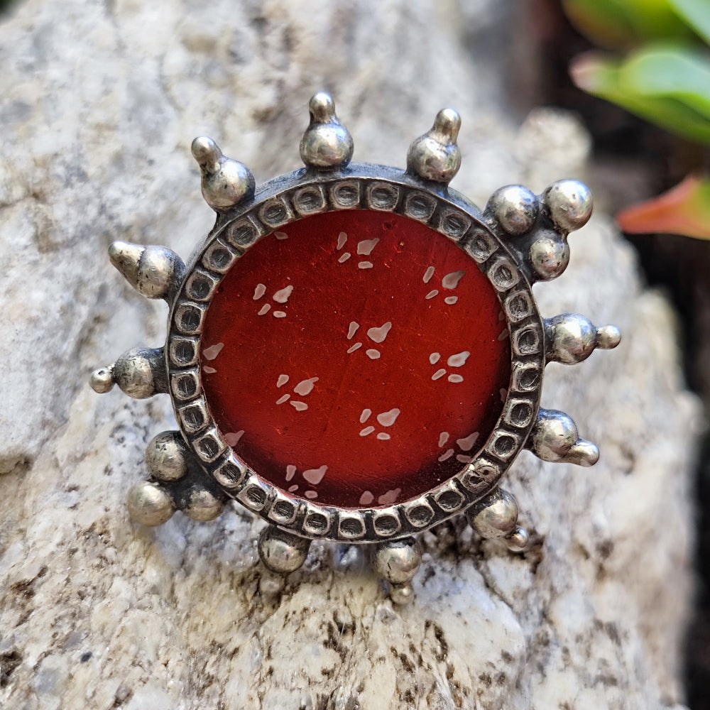 Anello in argento antico e vetro - GUDIPADAR