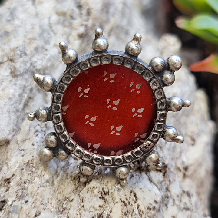 Anello in argento antico e vetro - GUDIPADAR