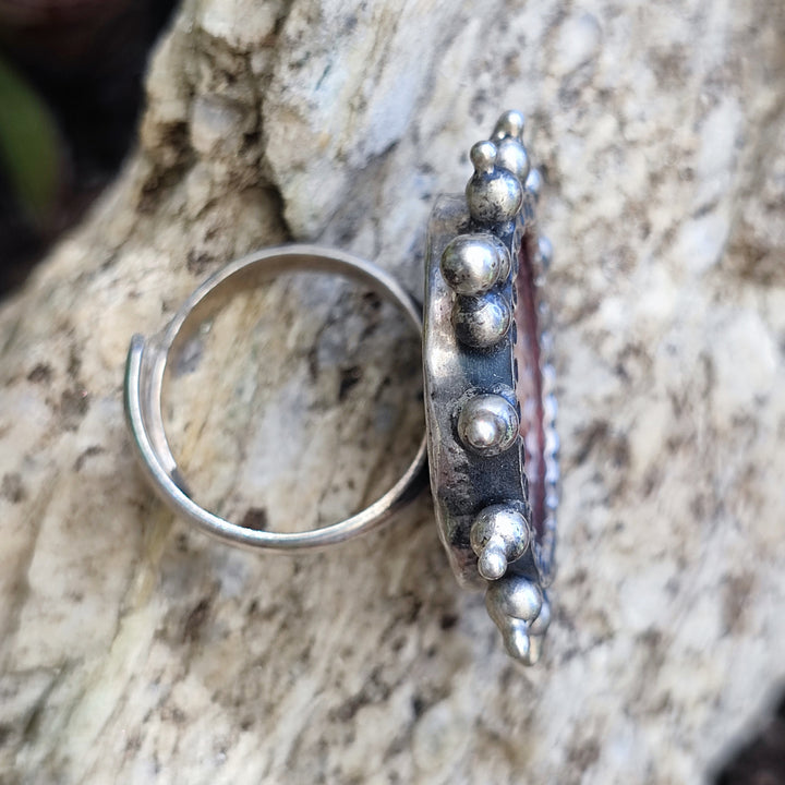 Anello in argento antico e vetro - GUDIPADAR