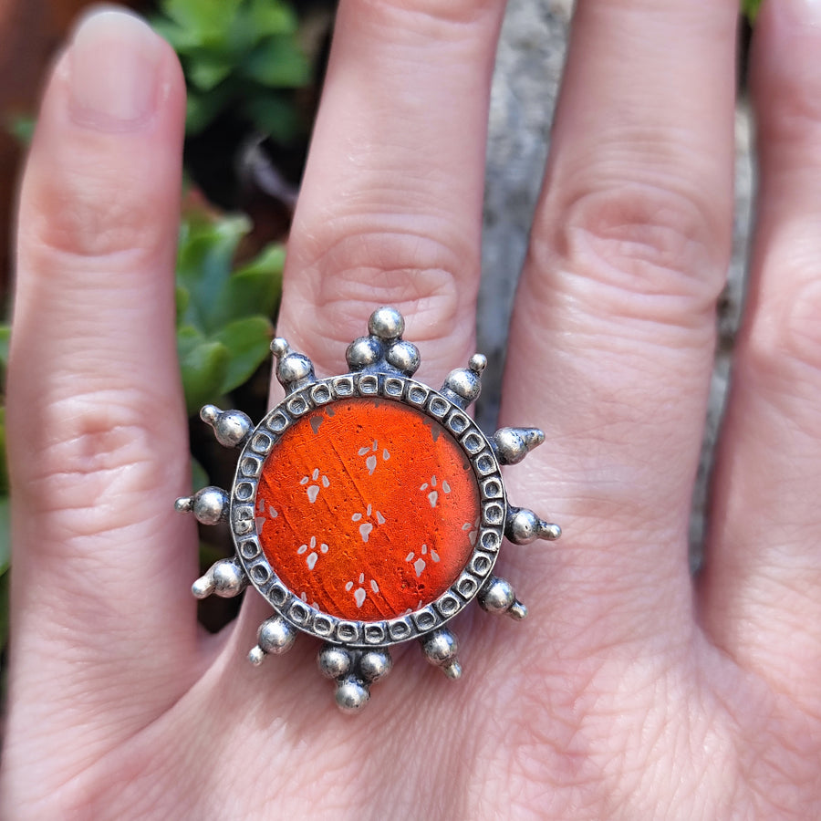Anello in argento antico e vetro - GUDIPADAR