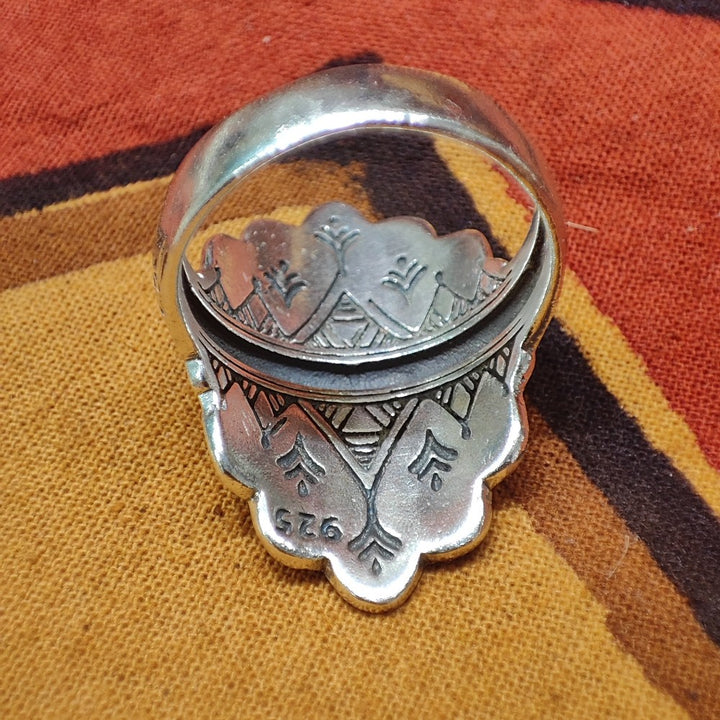 ANELLO ETNICO in argento 925 Anello d'argento largo - RUNA