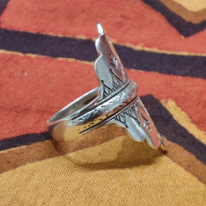 ANELLO ETNICO in argento 925 Anello d'argento largo - RUNA
