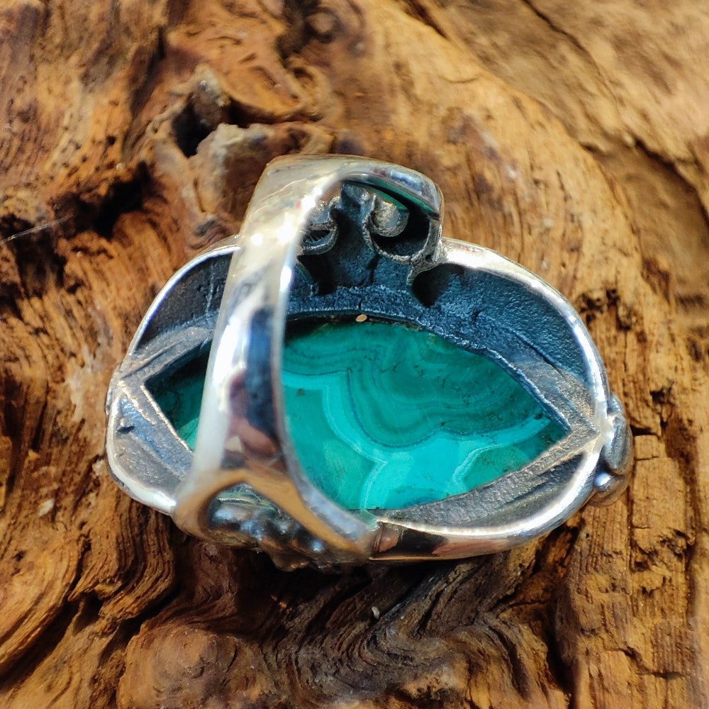 Ethnic ring in 925 silver with stone - GYARAM