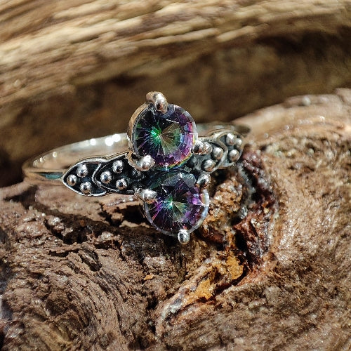 Anello con pietra in argento 925 - SIRKALI β topazio mistico