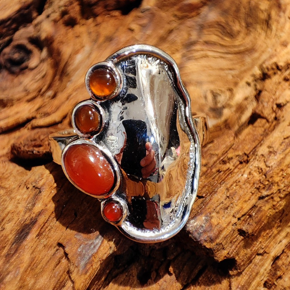 Anello etnico in argento 925 con pietra - NOKA