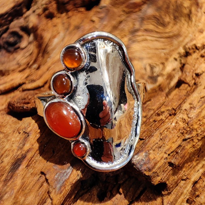 Anello etnico in argento 925 con pietra - NOKA