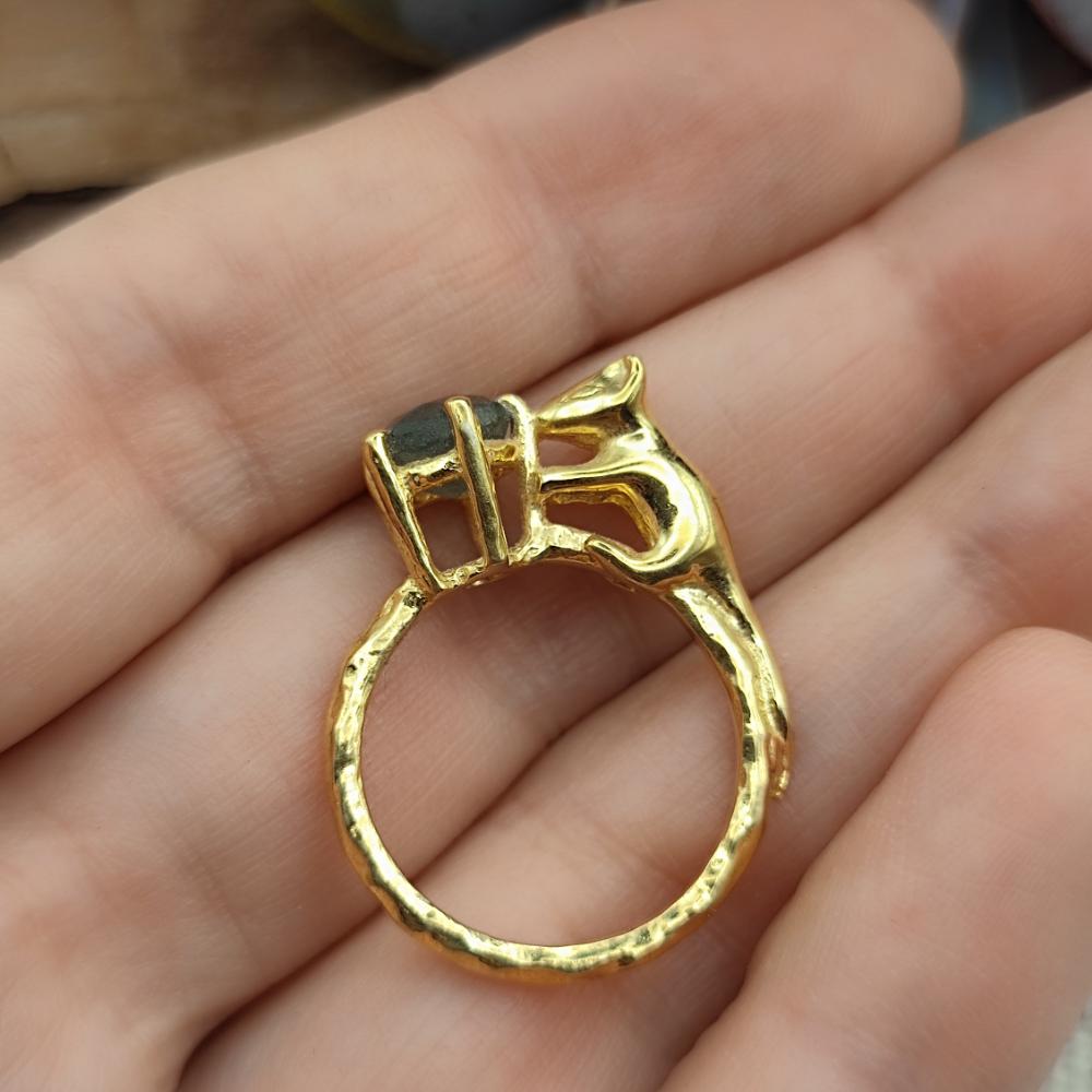 Anello in argento 925 dorato con pietra - UNDARA