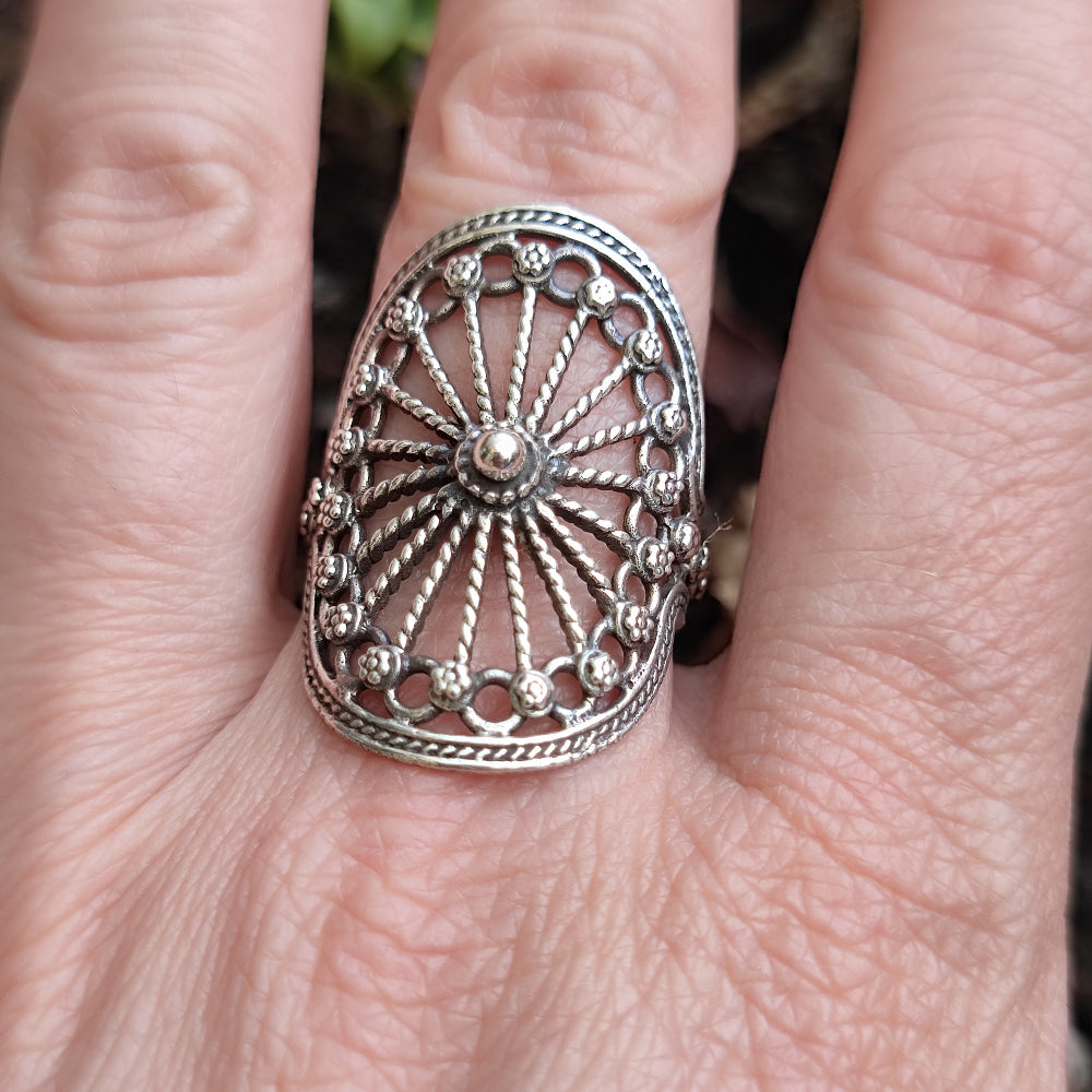 Anello etnico alta in argento 925 - PURWA
