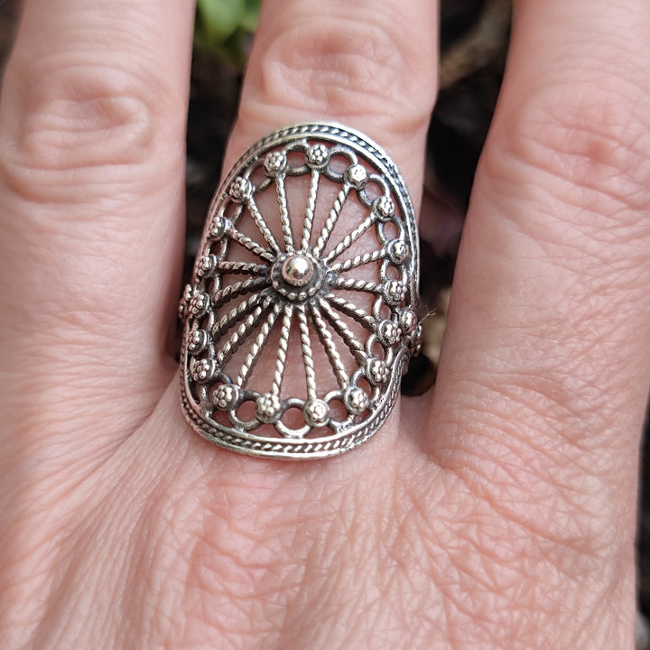 Anello etnico alta in argento 925 - PURWA
