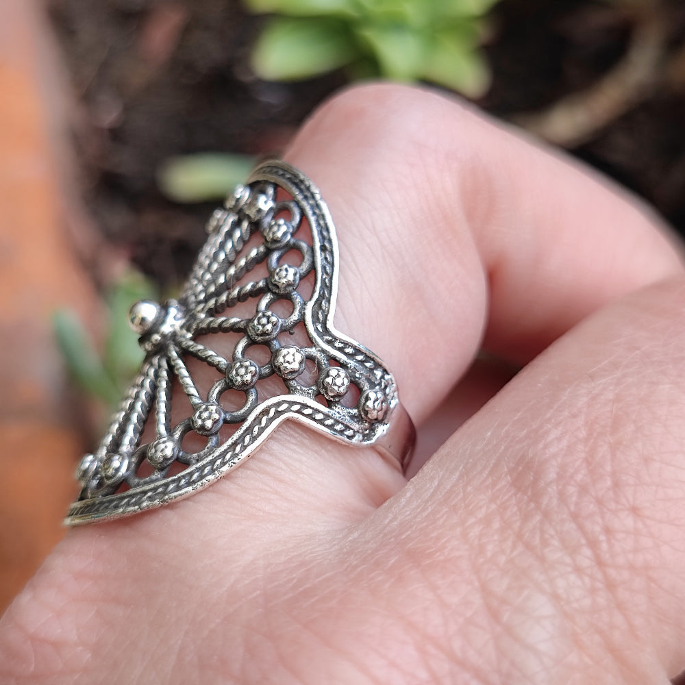 Anello etnico alta in argento 925 - PURWA