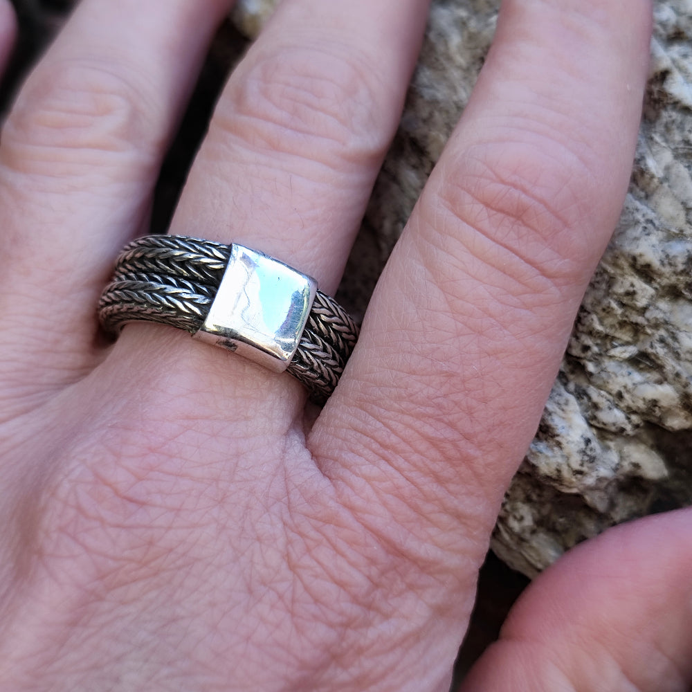 Anello etnico a fascia in argento 925 - RAGAYA