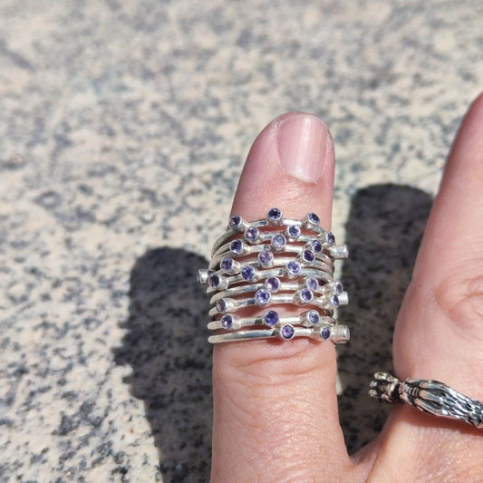 Anello artigianale FREYA Ametista in argento 925 - Pezzo unico