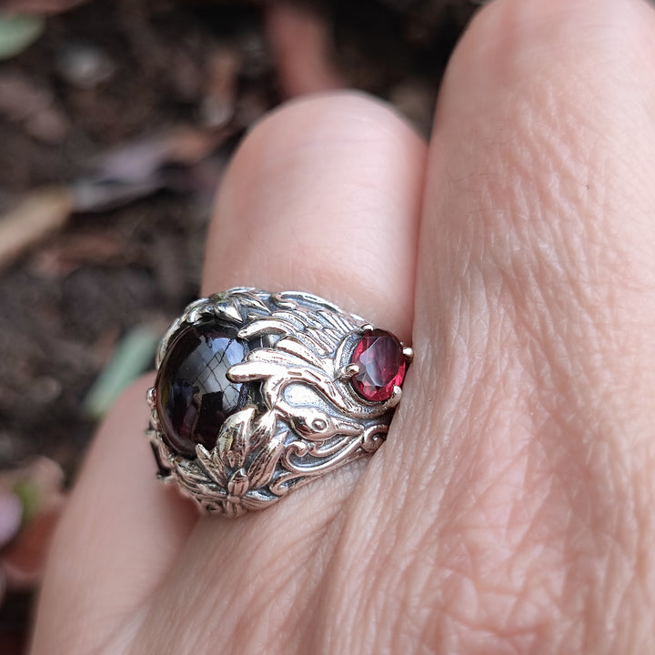 Anello etnico con pietra in argento 925 - CHANDLA