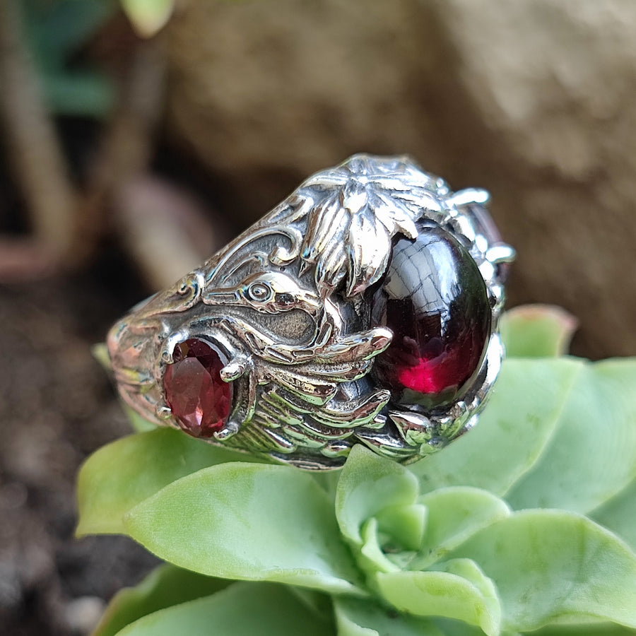 Anello etnico con pietra in argento 925 - CHANDLA
