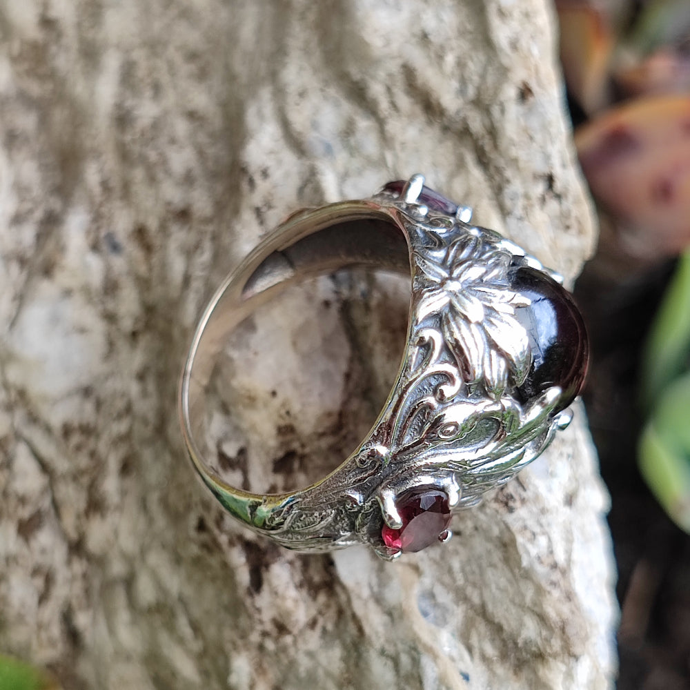 Anello etnico con pietra in argento 925 - CHANDLA