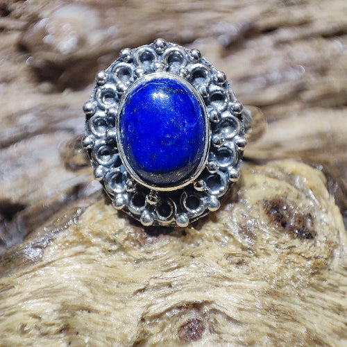 Anello etnico con pietra in argento 925 lapislazzuli - LARUNA
